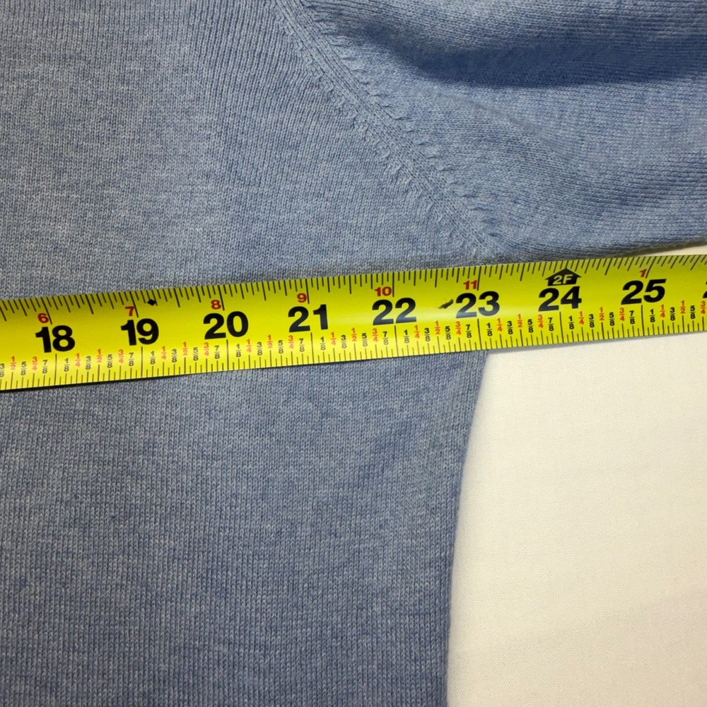 J. Hilburn Sweater Quarter Zip XL Blue Cotton Silk Cashmere Mens Luxury Pullover - Picture 5 of 11